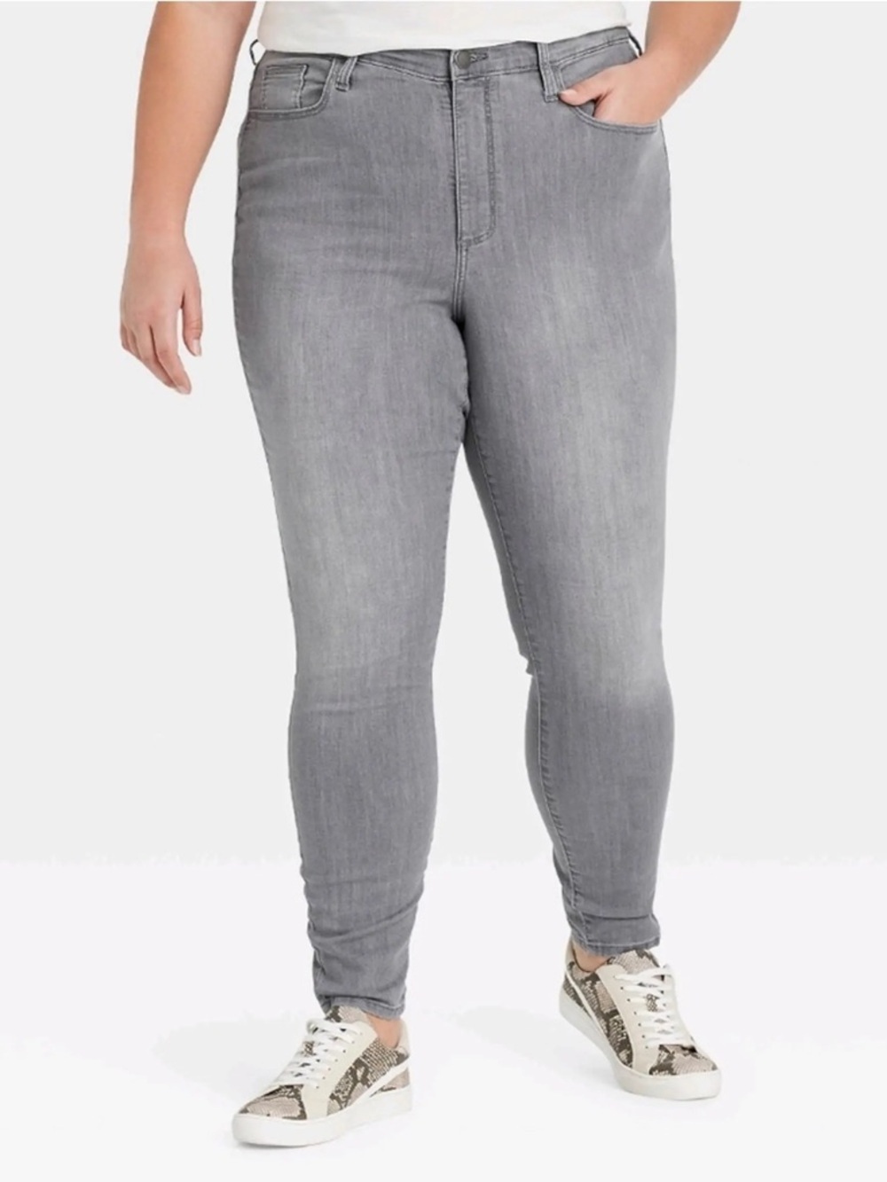 Universal Thread Gray High Rise Skinny Jeans Size 16 Stretch Denim - Picture 2 of 9